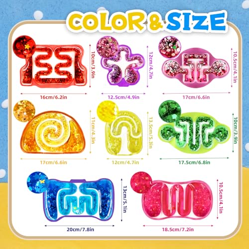 Eerrhhaq 8 Pack Squeeze Fidget Toys for Kids,Squishy Sensory Tube with Maze Bead,Colorful Goo,Glitter Sequins,Stress Anxiety Relief Calming Toys for Easter Basket Stuffers Classroom Prizes - Image 2