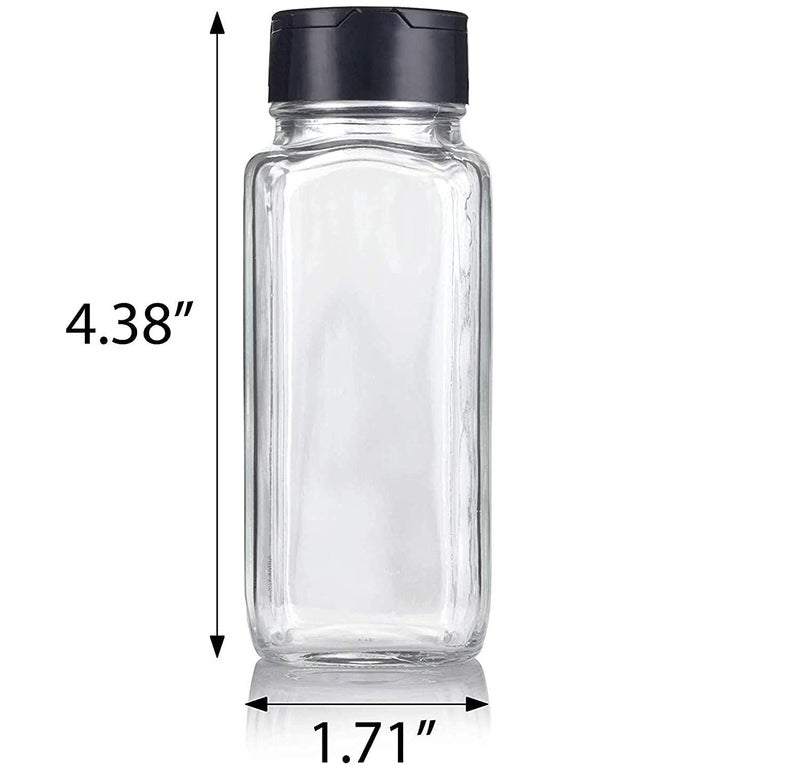 Toxen Toxen Square Glass Spice Jars with Black Plastic Lids & Sticker, 120 ML Flip Top Square Bottles Seasoning Containers for Kitchen Storage Salt and Pepper Shaker Dining Table (24) - Image 4