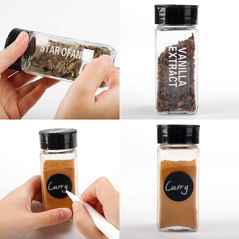 Toxen Toxen Square Glass Spice Jars with Black Plastic Lids & Sticker, 120 ML Flip Top Square Bottles Seasoning Containers for Kitchen Storage Salt and Pepper Shaker Dining Table (24) - Image 5