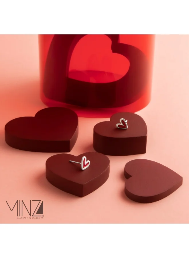 Minza  Minza ” Rouge ” Pure 925 Sterling Silver, Vitreous Enamel, Handmade Earrings for Women, Stud Earrings, 1.00 grams of Silver, Jewelry for Casual & Special Occasion for Women | Best Price UAE