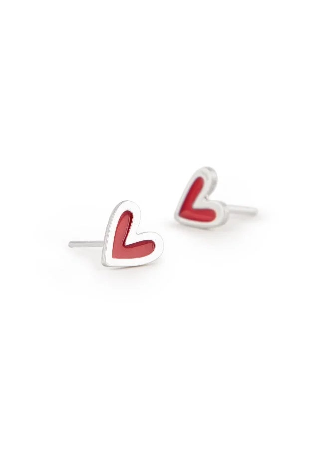 Minza  Minza ” Rouge ” Pure 925 Sterling Silver, Vitreous Enamel, Handmade Earrings for Women, Stud Earrings, 1.00 grams of Silver, Jewelry for Casual & Special Occasion for Women | Best Price UAE