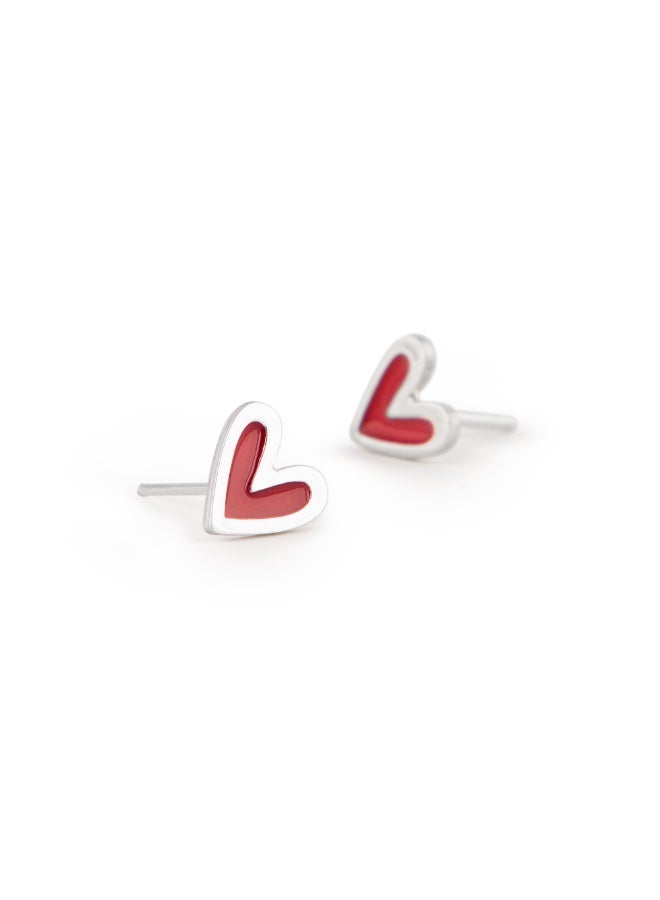 Minza ” Rouge ” Pure 925 Sterling Silver, Vitreous Enamel, Handmade Earrings for Women, Stud Earrings, 1.00 grams of Silver, Jewelry for Casual & Special Occasion - Image 4