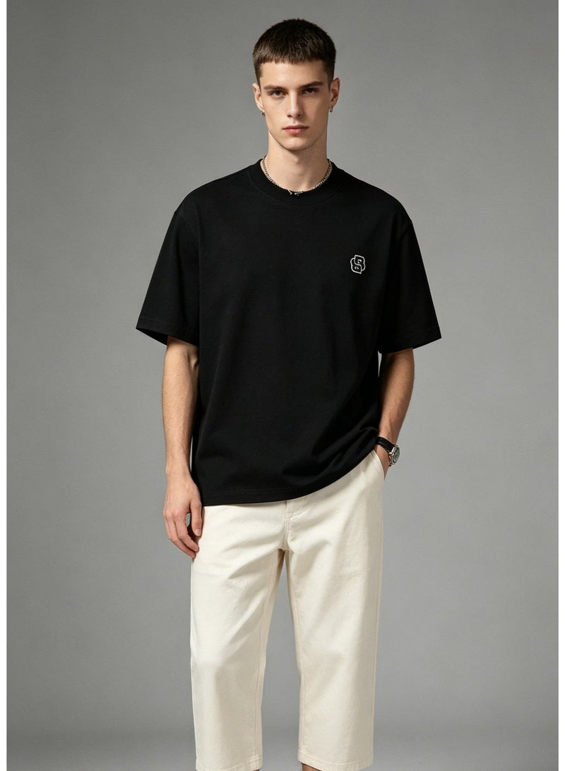 BOSS Men & Women Crew Neck Cotton T-Shirt - Black Casual Short Sleeve Top with Logo Print - Image 1