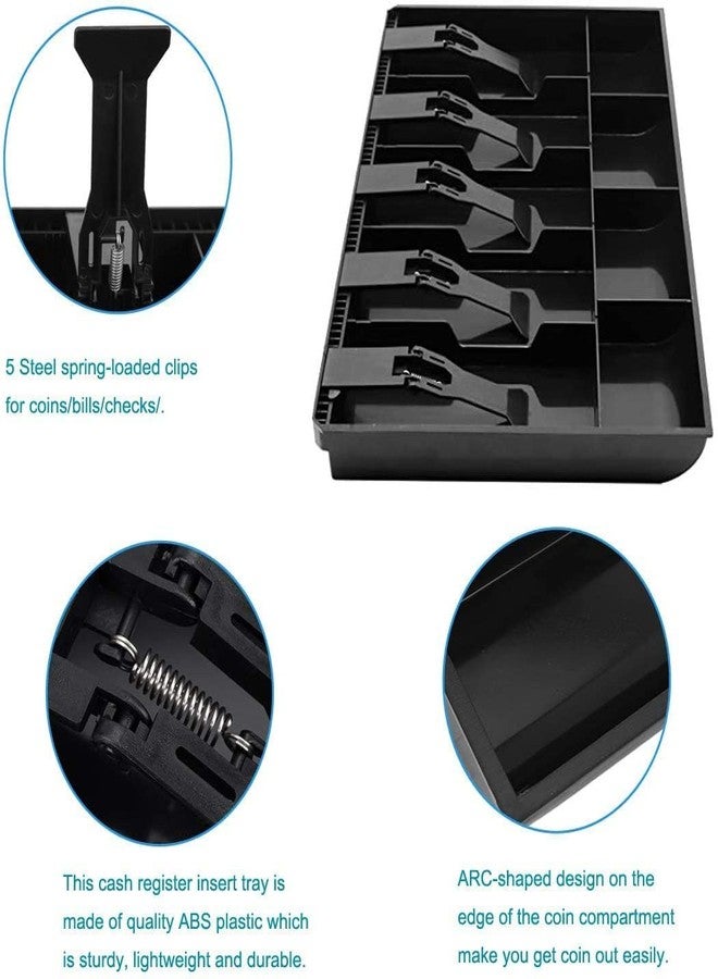SWOPPLY cash drawer tray box for shop counter Super Markets Shopping Mall,plastic cash organizer box with coin compartments divider,cash register for shop with drawers(Black/5 Cash and 4 Coin slot) - Image 3