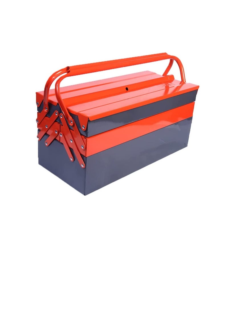5 Compartment Double Handle Metal Tool Kit Box for Tools/Tool Box for Home, Company, Workshop and Garage Orange & Grey  - Image 3
