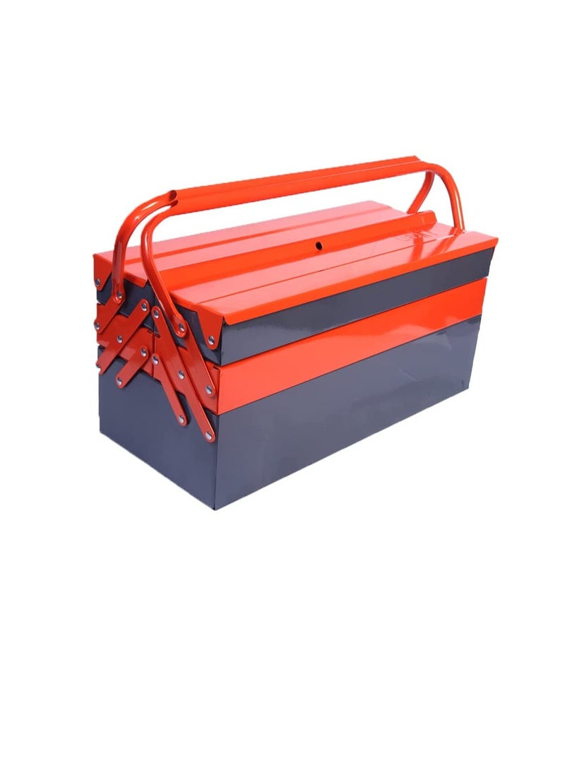 5 Compartment Double Handle Metal Tool Kit Box for Tools/Tool Box for Home, Company, Workshop and Garage Orange & Grey  - Image 2
