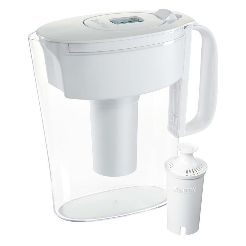 Brita Water Filter Pitcher for Tap and Drinking Water with 1 Standard Filter Lasts 2 Months 6Cup Capacity BPA Free White