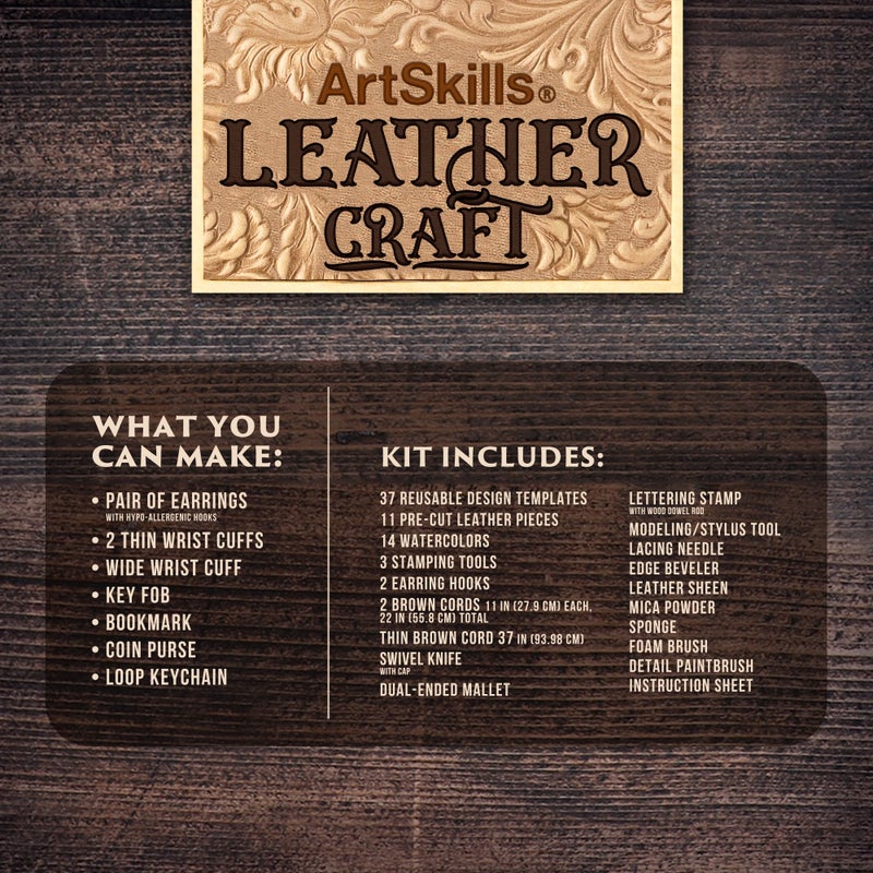 ArtSkills Leather Working Kit, Leather Tooling Kit with Tools, Stamps, Arts and Crafts Adult Project Kits, 80 pc - Image 3