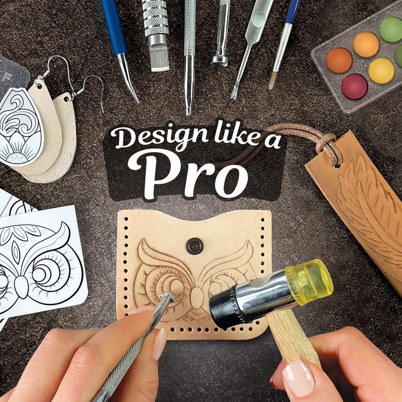 ArtSkills Leather Working Kit, Leather Tooling Kit with Tools, Stamps, Arts and Crafts Adult Project Kits, 80 pc - Image 5