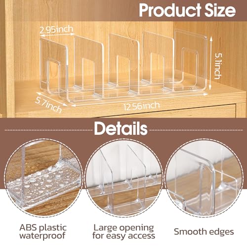 frtzal Purse Closet Organizer,Purse Organizer for Closet,Handbag Organizer,Desk File Sorter Purse, 4 Clear Handbag Storage Shelf - Plastic Clutch Dividers, transparent - Image 2