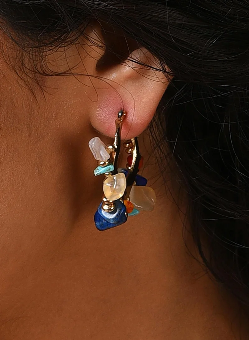 SOHI Multicoloured Contemporary Artificial Hoop Earring Jewellery