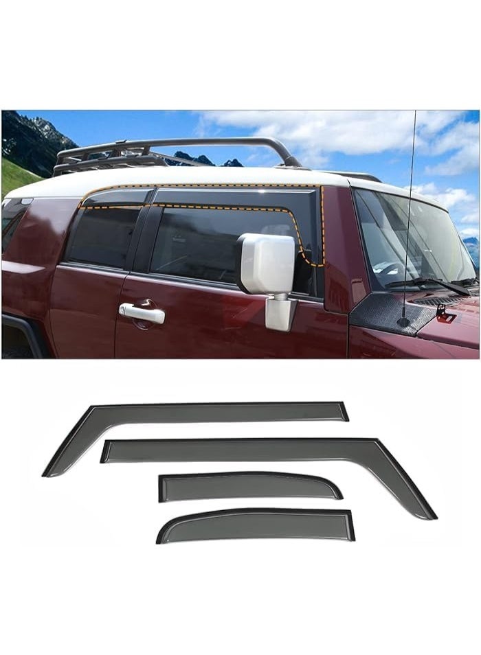 Window Visor Rain Guard Door Vent Dark Smoke Tint Transparent Black 4PCS Deflector Compatible with FJ Cruiser 2007-2023 - Image 1
