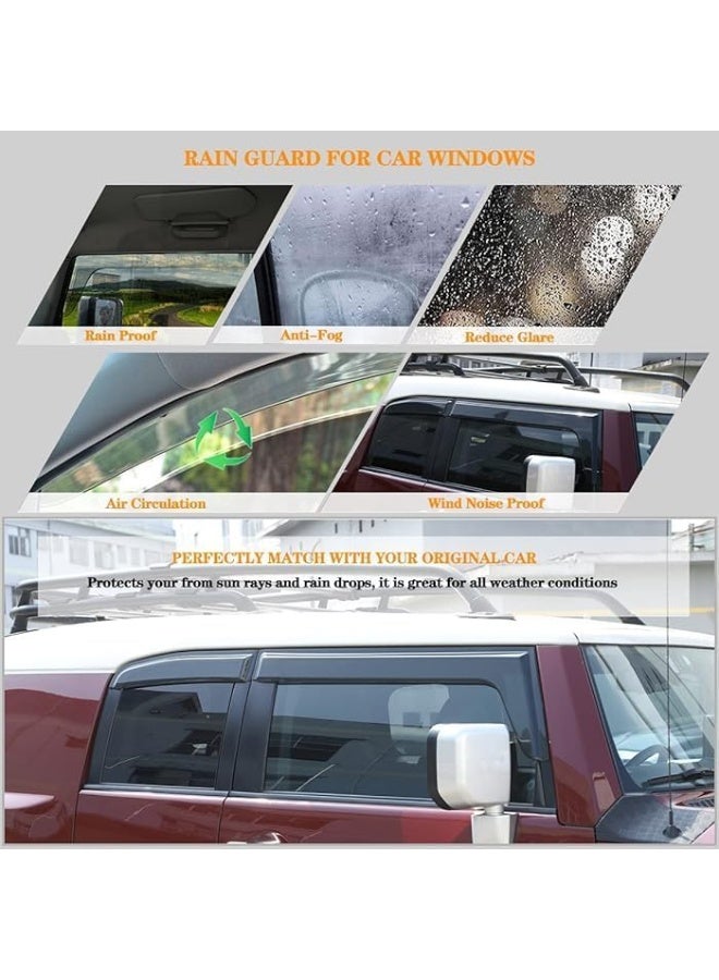 Window Visor Rain Guard Door Vent Dark Smoke Tint Transparent Black 4PCS Deflector Compatible with FJ Cruiser 2007-2023 - Image 5