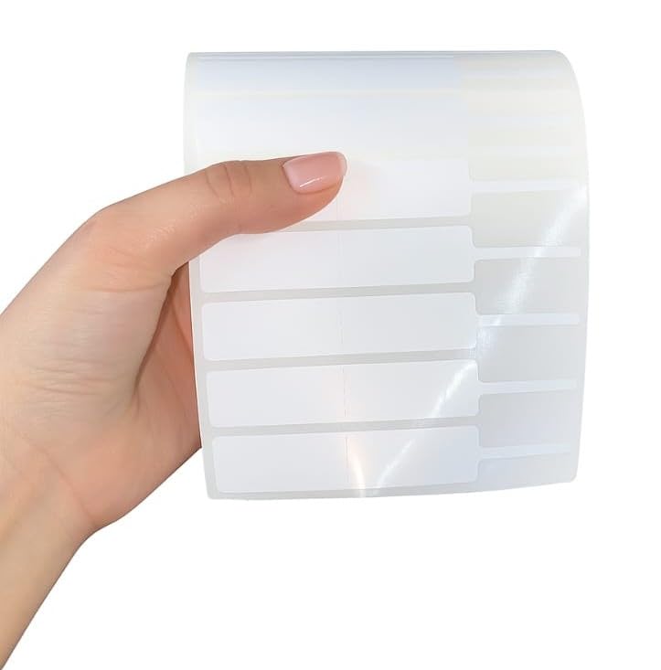 BAR-CODING TECH ® 100mm x 15mm Blank Jewelry Price Tags Stickers | Non tearable - Glossy Premium | 70mm x 15mm Print Area | Indentification Tags Stickers Jewelry Price Label Self Adhesive - Image 1