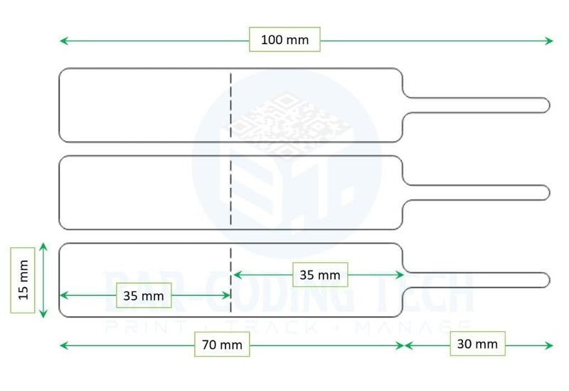 BAR-CODING TECH ® 100mm x 15mm Blank Jewelry Price Tags Stickers | Non tearable - Glossy Premium | 70mm x 15mm Print Area | Indentification Tags Stickers Jewelry Price Label Self Adhesive - Image 2