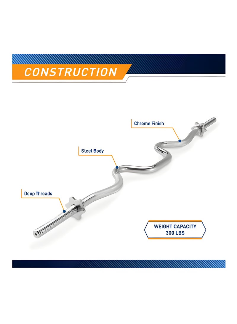 H PRO HM Sports 1.2M Super Curl Bar |Perfect for Bicep and Tricep Workouts - Image 2