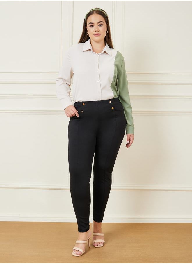Styli - Button Detail Treggings - Image 1