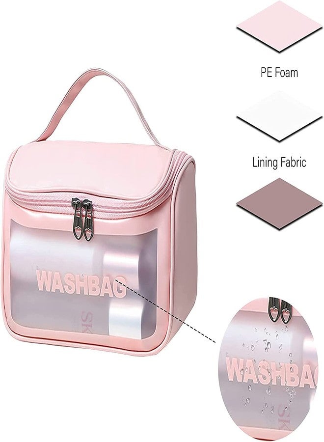 Wishbone Clear Toiletry Bag, Wash Make Up Bag PVC Waterproof Zippered Cosmetic Bag, Portable Carry Pouch for Women Men (Black Medium) - Image 3
