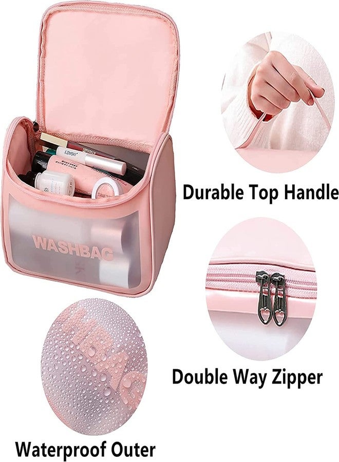 Wishbone Clear Toiletry Bag, Wash Make Up Bag PVC Waterproof Zippered Cosmetic Bag, Portable Carry Pouch for Women Men (Black Medium) - Image 2