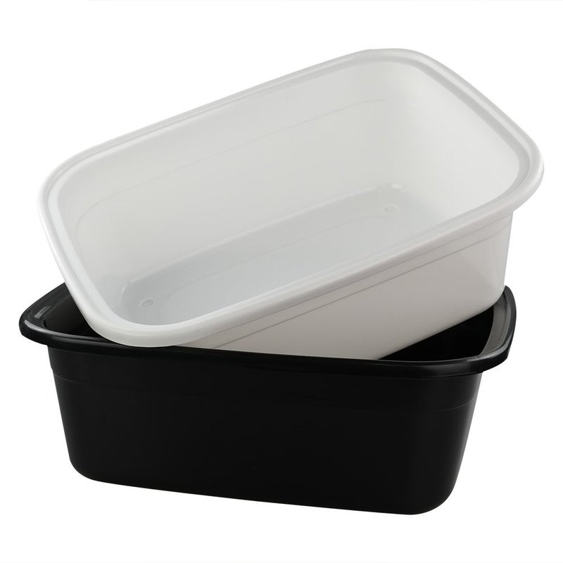 Fiazony 2Pack Multi Purpose Washing Basin Plastic Wash Tub 18 QT Dish Pan Black White