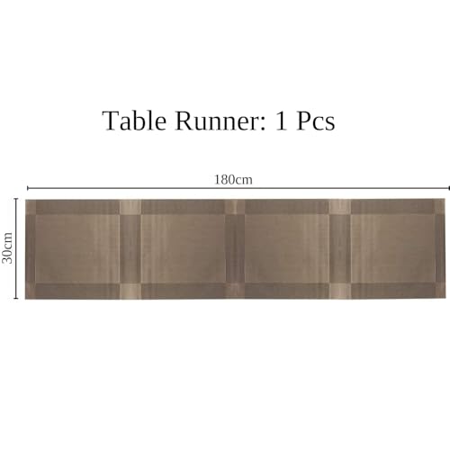 TASKHOUSE Table Runner Non-Slip, Durable PVC Woven Vinyl, Stain Resistant for Kitchen, Dining Table, Bedroom (Brown, Pack of 1) - Image 2
