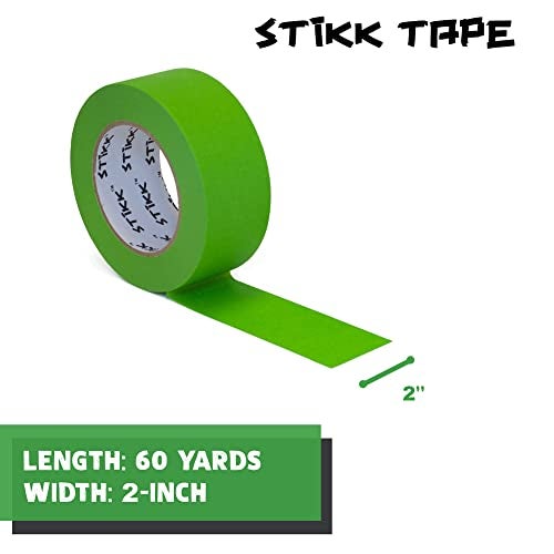 STIKK Painters Tape - 2pk Green Painter Tape - 2 inch x 60 Yards - Paint Tape for Painting, Edges, Trim, Ceilings - Masking Tape for DIY Paint Projects - Residue-Free Painting Tape - Image 2