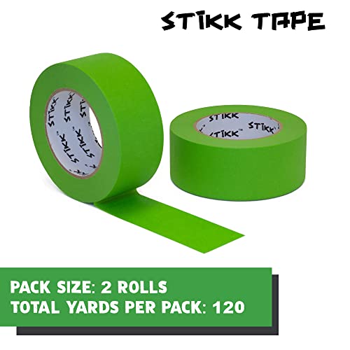 STIKK Painters Tape - 2pk Green Painter Tape - 2 inch x 60 Yards - Paint Tape for Painting, Edges, Trim, Ceilings - Masking Tape for DIY Paint Projects - Residue-Free Painting Tape - Image 3