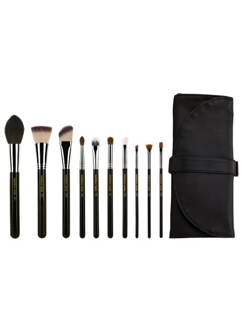 Bdellium Tools Professional Makeup Brush Maestro Series - The Key Essential 10pc. Brush Set with Roll-Up Pouch