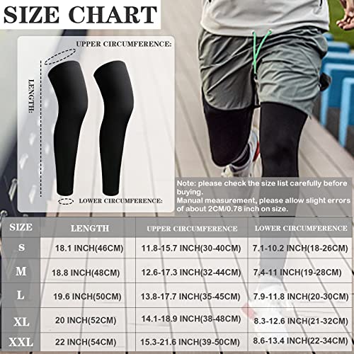 JEFHOMKIT 2Pairs Leg Sleeves,Full Leg Compression Sleeve,Compression Long Knee Sleeve,Sports Compression UV Long Leg Sleeves with Anti-slip Silicone Strips for Men Women Running Basketball(White&Black Small) - Image 3