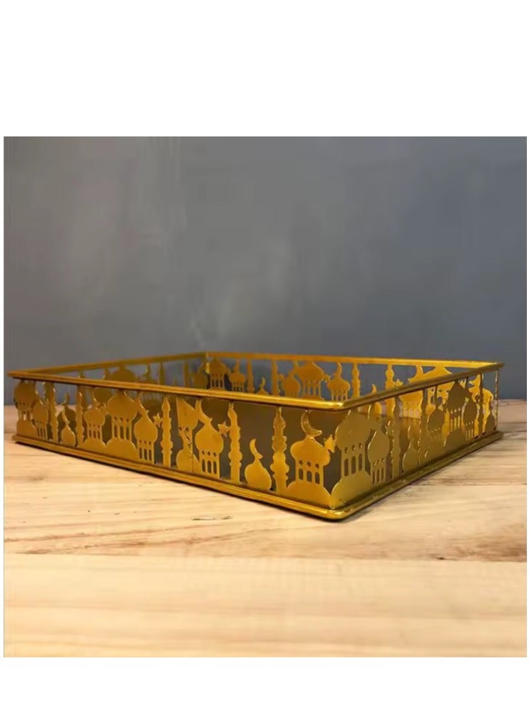 Ramadan Metal Dessert Snack Tray Muslim Festival Party Serving Tray Ramadan Decoration Craft Gift Box 34.2×24.2×5.2cm - Image 2