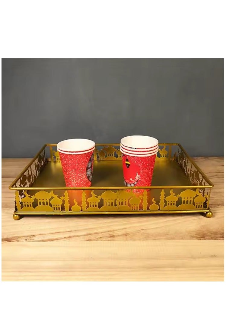 Ramadan Metal Dessert Snack Tray Muslim Festival Party Serving Tray Ramadan Decoration Craft Gift Box 34.2×24.2×5.2cm - Image 4