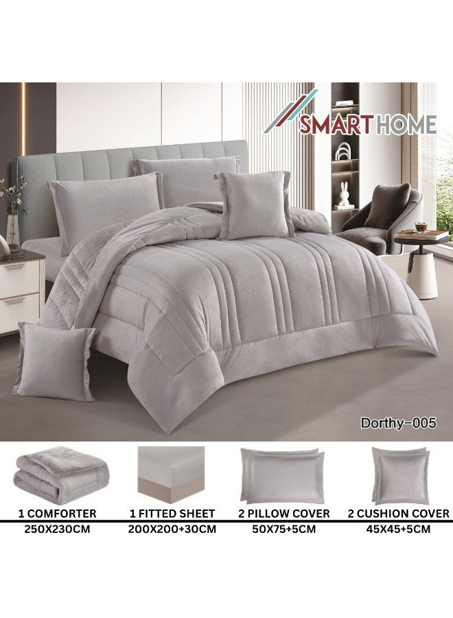 SMART HOME Double-sided winter bedspread (velvet side and fur side) - Filled bedspread - Luxury 6-piece duvet set for full double, including a filled bedspread 250x230 cm + a mattress protector 200x200+30 cm + 2 pillowcases 50x75+5 cm + 2 square pillowcases 45x45+5 cm - Elegant hotel bedspreads, soft and warm for the room - Image 3