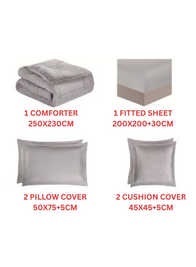 SMART HOME Double-sided winter bedspread (velvet side and fur side) - Filled bedspread - Luxury 6-piece duvet set for full double, including a filled bedspread 250x230 cm + a mattress protector 200x200+30 cm + 2 pillowcases 50x75+5 cm + 2 square pillowcases 45x45+5 cm - Elegant hotel bedspreads, soft and warm for the room - Image 5