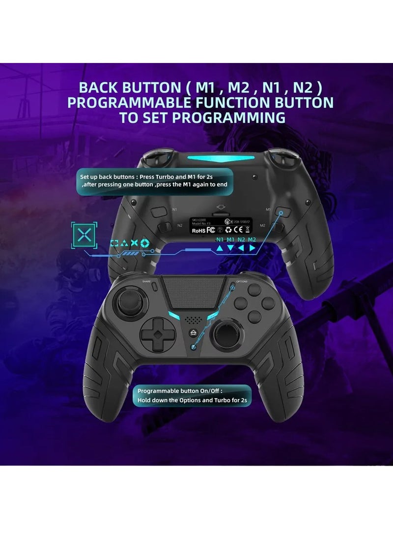 Wireless Controller, HD Dual Vibration Game Controller Remote, Programmable Turbo Function Bluetooth Gamepad With 3 Programmable Back Buttons And 1 Sensitivity Control, (Black)  - Image 5