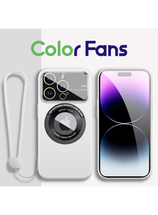 كولور فانس غطاء مغناطيسي لهاتف iPhone 15 Pro Max نحيف للغاية مع حبل، أبيض