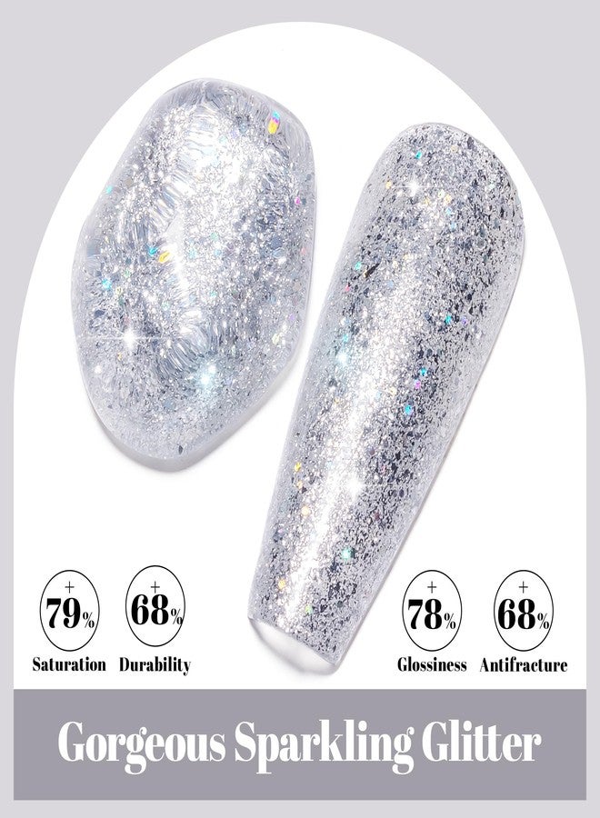 YTD Likomey Gel Nail Polish,15ml Colorful Silver Glitter UV Gel,Shiny Sparkly Salon Home DIY UV Manicure Nail Art Varnish,SF438 - Image 4