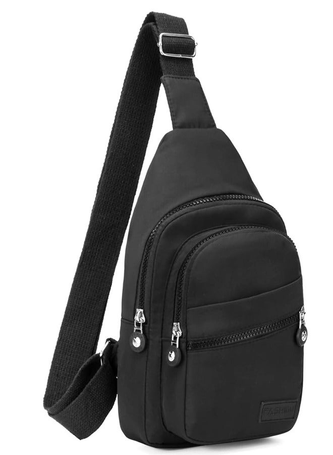 Small Crossbody Sling Bag Sling Backpack,Chest Bag Daypack Fanny Pack Cross Body Bag for Outdoors Hiking Traveling,Black - Image 1