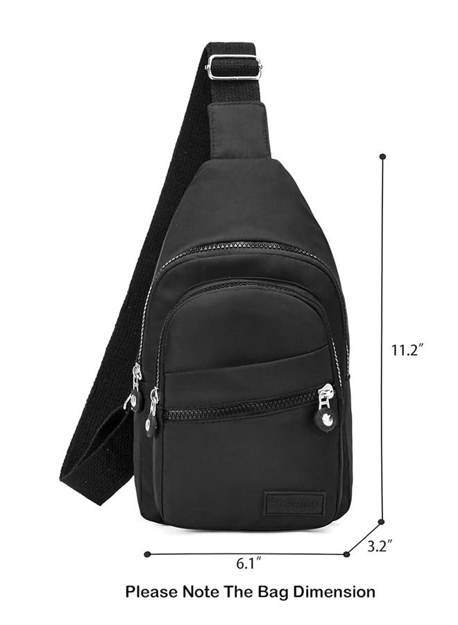 Small Crossbody Sling Bag Sling Backpack,Chest Bag Daypack Fanny Pack Cross Body Bag for Outdoors Hiking Traveling,Black - Image 2