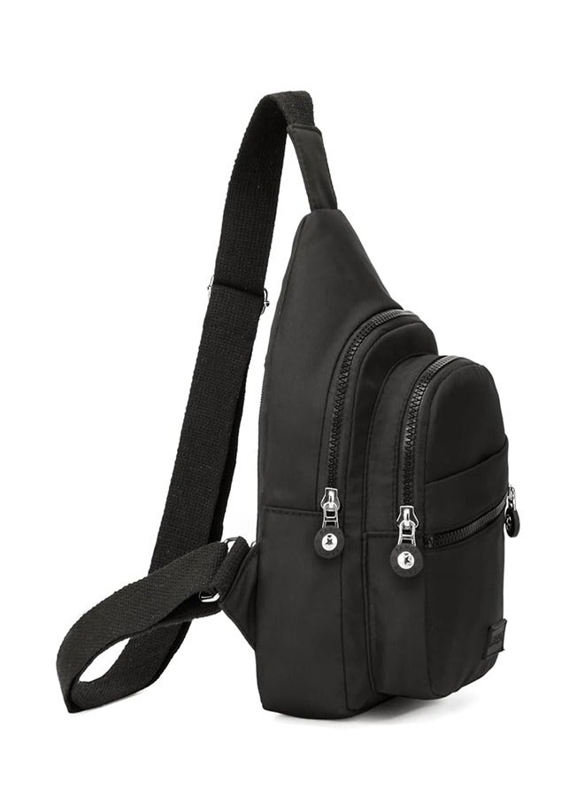 Small Crossbody Sling Bag Sling Backpack,Chest Bag Daypack Fanny Pack Cross Body Bag for Outdoors Hiking Traveling,Black - Image 3