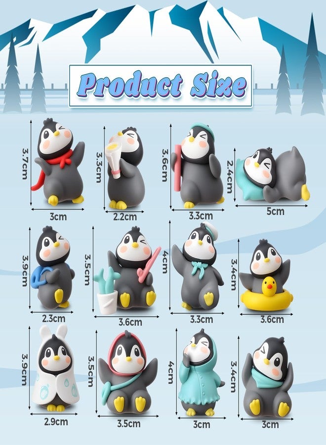 ماكاري مجموعة ألعاب ماكاري المكونة من 30 قطعة من مجسمات البطريق الصغيرة، شخصيات بطريق لطيفة، مجموعة ألعاب، مجسمات كرتونية صغيرة لتزيين الكيك، مجسمات شتوية لتزيين الكيك للأولاد والبنات (أنيقة) - Image 2