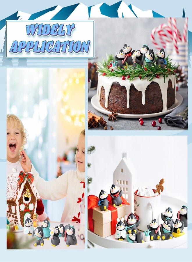 ماكاري مجموعة ألعاب ماكاري المكونة من 30 قطعة من مجسمات البطريق الصغيرة، شخصيات بطريق لطيفة، مجموعة ألعاب، مجسمات كرتونية صغيرة لتزيين الكيك، مجسمات شتوية لتزيين الكيك للأولاد والبنات (أنيقة) - Image 4