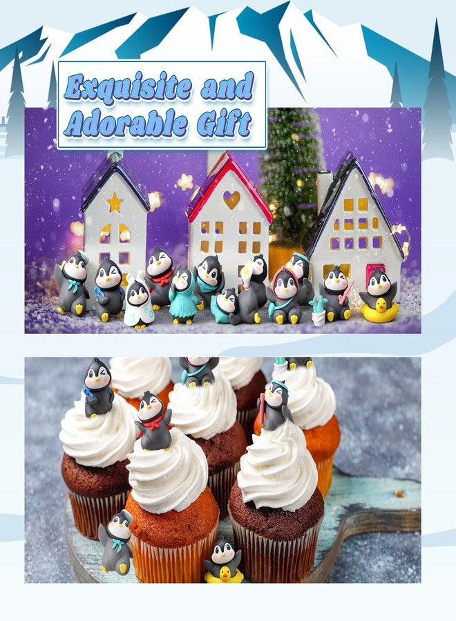 ماكاري مجموعة ألعاب ماكاري المكونة من 30 قطعة من مجسمات البطريق الصغيرة، شخصيات بطريق لطيفة، مجموعة ألعاب، مجسمات كرتونية صغيرة لتزيين الكيك، مجسمات شتوية لتزيين الكيك للأولاد والبنات (أنيقة) - Image 5