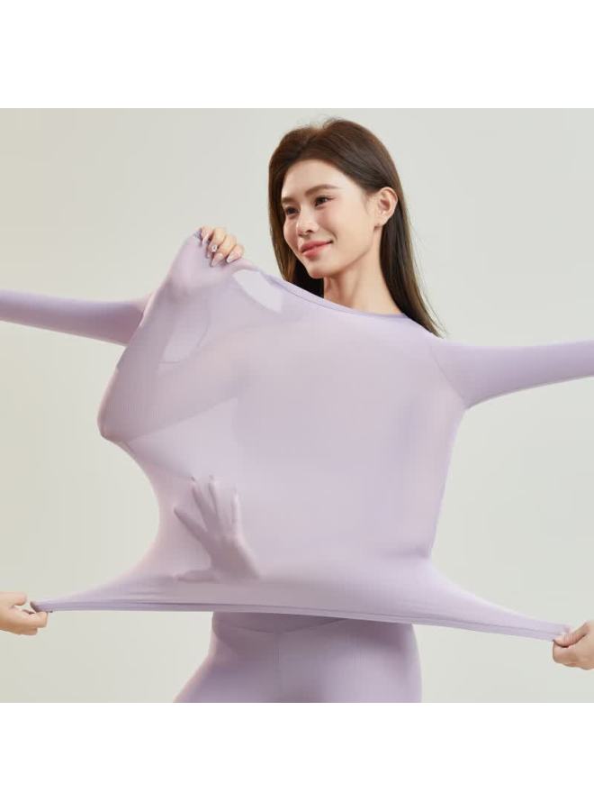Yangxin Women's Autumn Winter Thermal Base Layer Set Thin Warm Underwear Top And Bottom