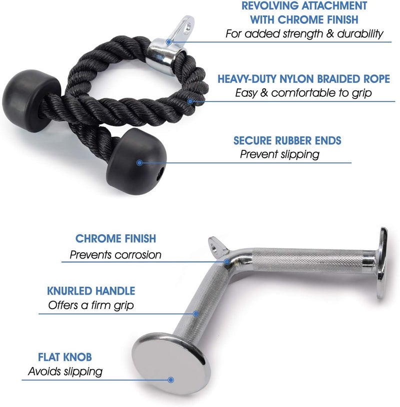 Yes4All Combo Tricep Rope and V Bar Cable Attachment for Strength Training - Image 3