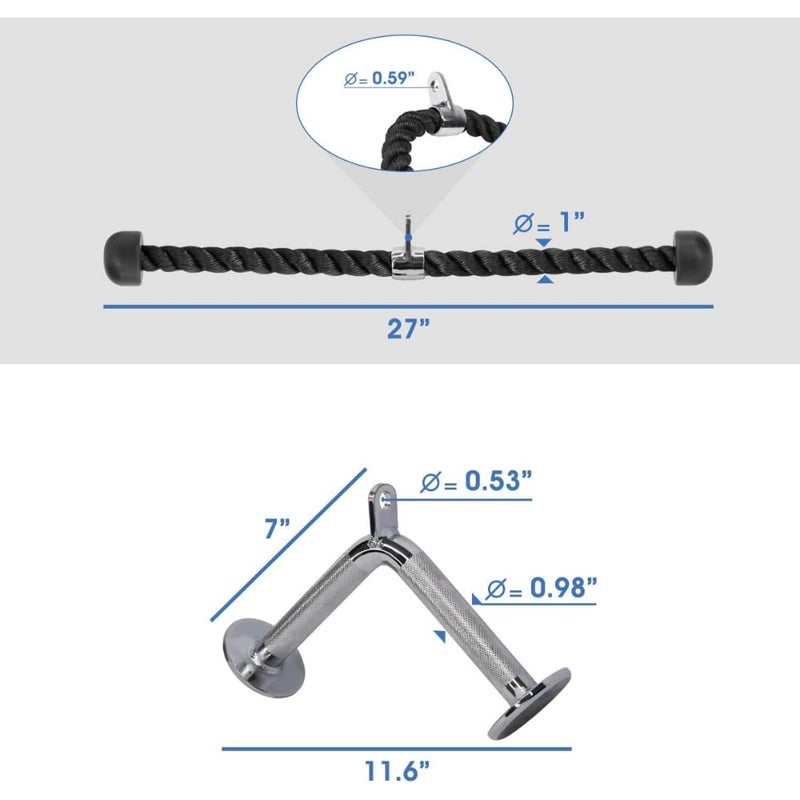 Yes4All Combo Tricep Rope and V Bar Cable Attachment for Strength Training - Image 2