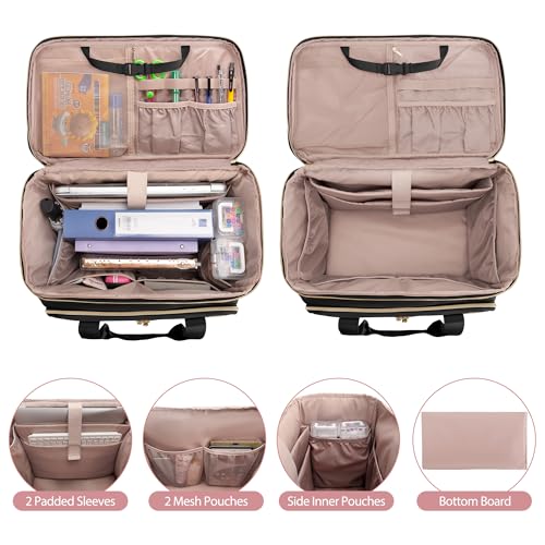 Prokva Rolling Teacher Bag with Wheels, Teacher Tote Bag with Detachable Trolley, Fits for 15.6" Laptop, Black (Patent Design) - Image 2