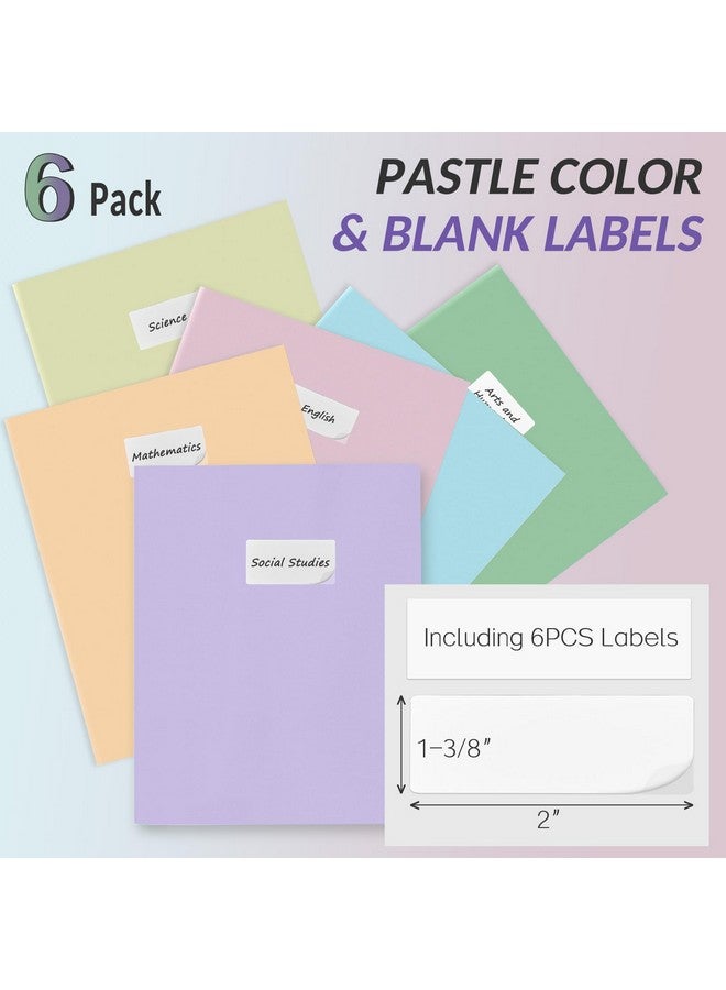 Sooez 6 Pack Pocket Folders With Labels, Heavy Duty Plastic File Folders With Pockets, Pastel Poly Folders For Documents Letter Size, Colored School Offfice Folder Bulk, Back To School Supplies - Image 2