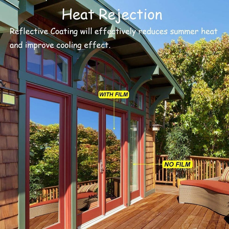 SW Window Film Privacy One Way Window Reflective Film Sun Blocking, Heat Control and Anti UV Adhesive Mirror Window Tint for Home and Office, 60Inch x 17.7Inch, Silver - Image 2
