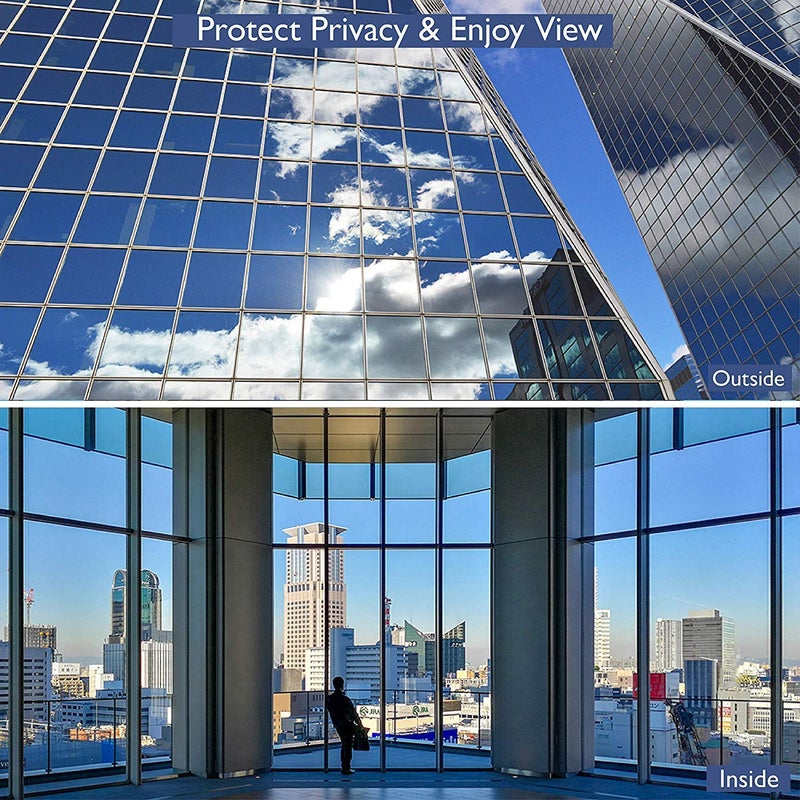 SW Window Film Privacy One Way Window Reflective Film Sun Blocking, Heat Control and Anti UV Adhesive Mirror Window Tint for Home and Office, 60Inch x 17.7Inch, Silver - Image 3