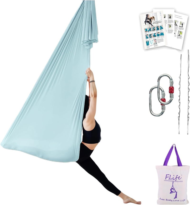 Flife Aerial Silk Yoga Hammock & Swing for yoga Inversion,Strength training,starter hardware kit - Image 1